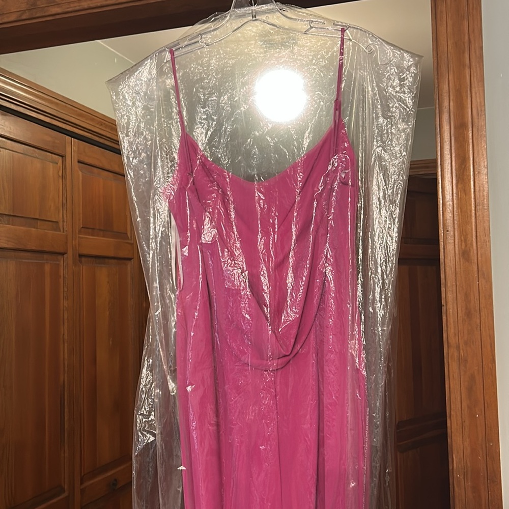 Katie May Gina Hot Pink Spaghetti Strap Formal Gown Size Medium - Picture 6 of 7